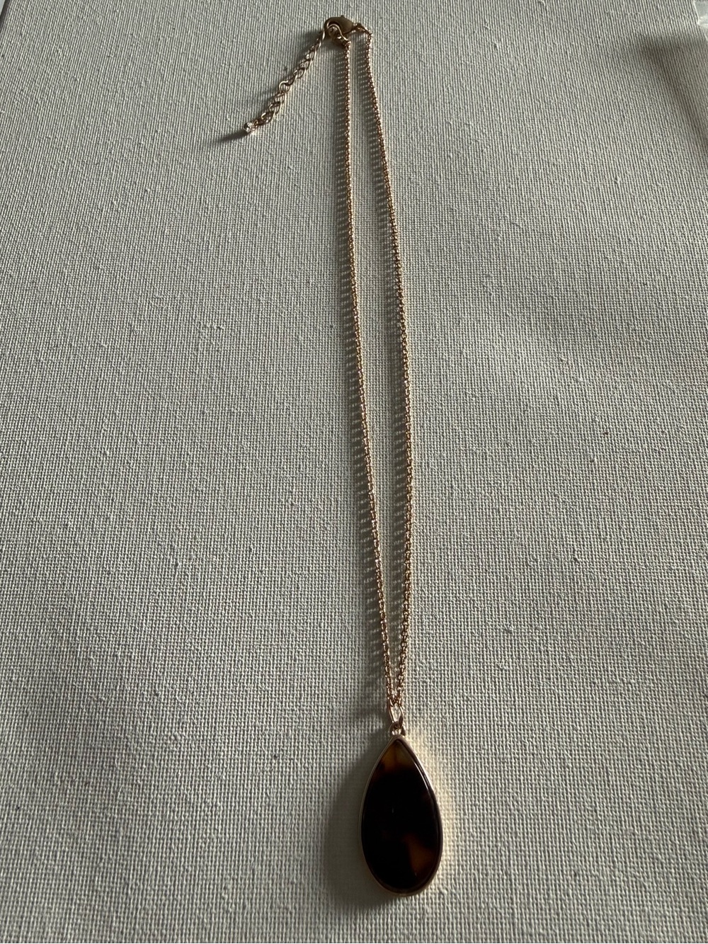 NEW Lauren Ralph Lauren Gold-Tone/Tortoise Teardrop Pendant Necklace